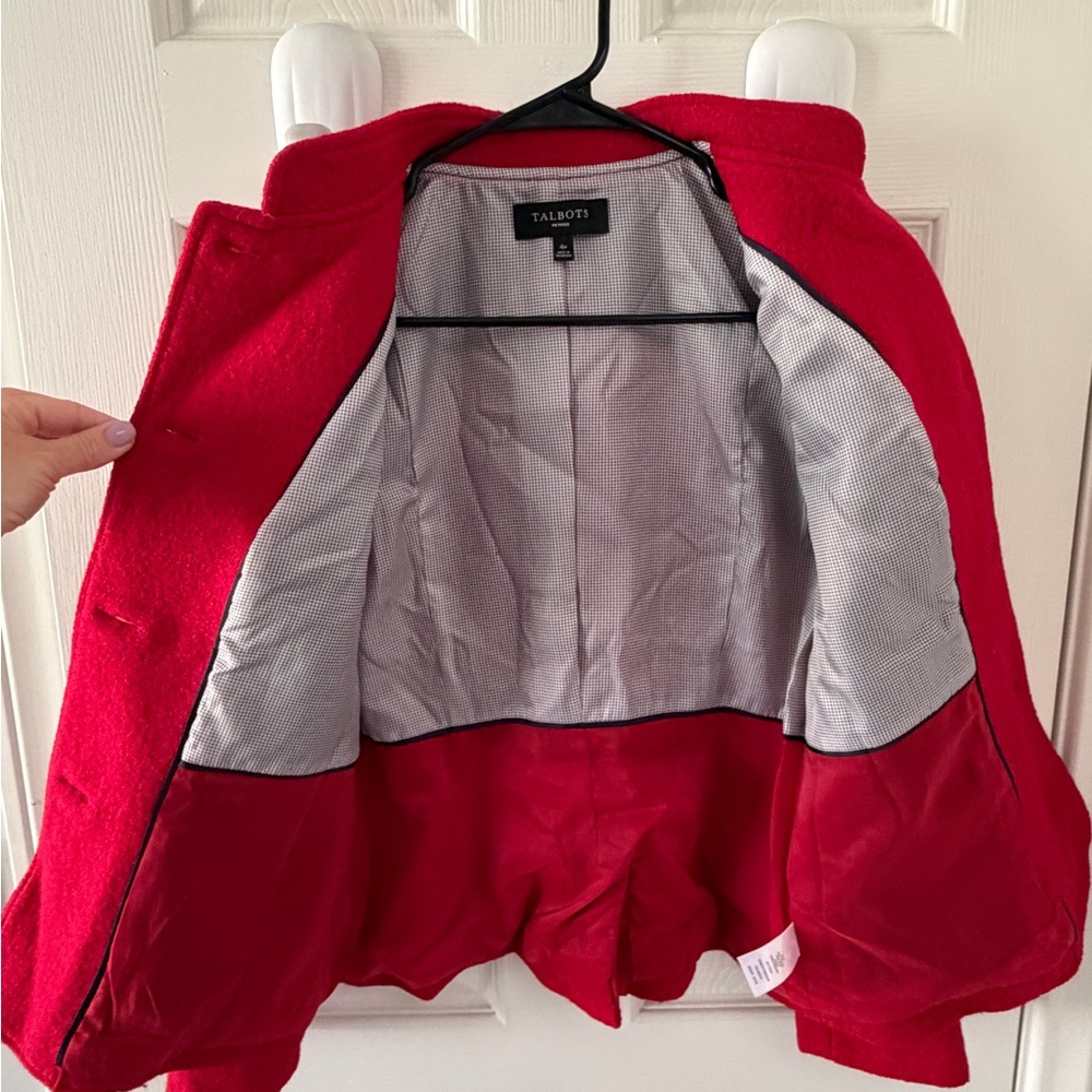 Talbots Vibrant Red Wool-Blend Button Jacket - Picture 7 of 7